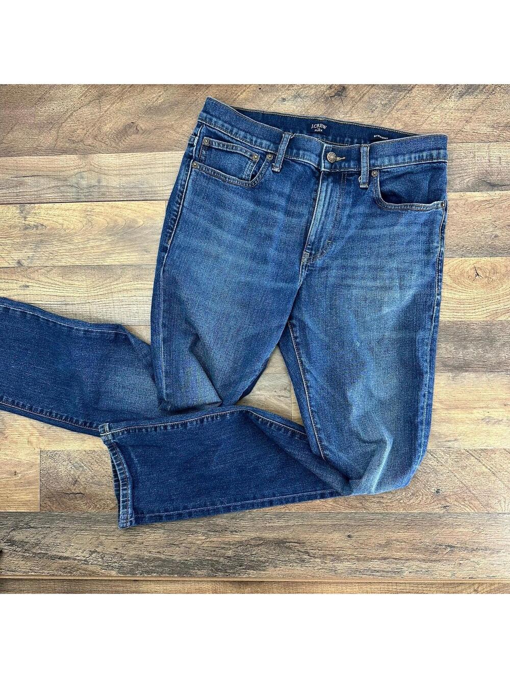 J.CREW Men's Straight Blue Jeans Signature Flex 30x32 AZ851 5 Pocket Medium Wash